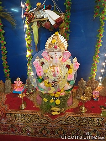 Ganesh festival celebrating in India Stock Photo